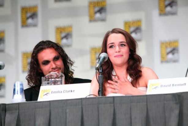 Emilia Clarke and Jason Momoa