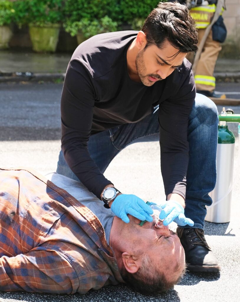 Devon Treats on the Scene - tall - The Resident Season 4 Episode 13