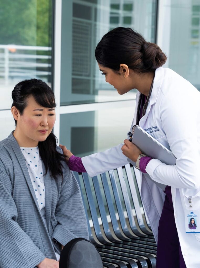 Leela Consoles a Patient -tall - The Resident Season 5 Episode 9