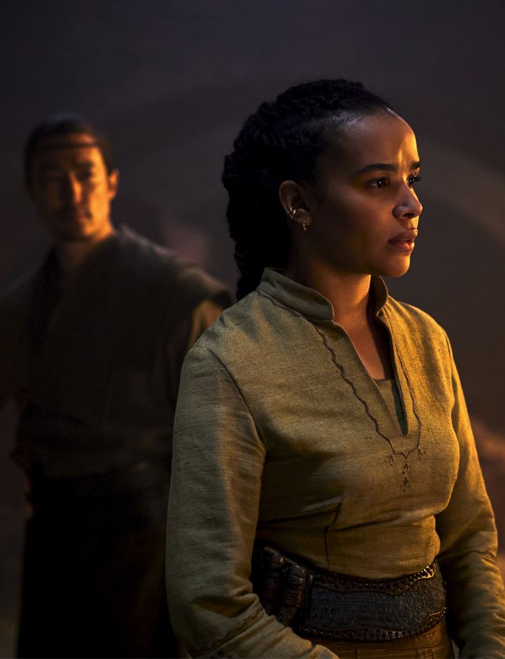 Nynaeve with Lan Looking On - The Wheel of Time Season 1 Episode 7