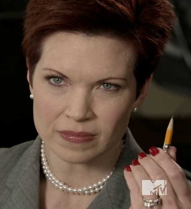 Mrs. Argent sharpening a pencil - Teen Wolf