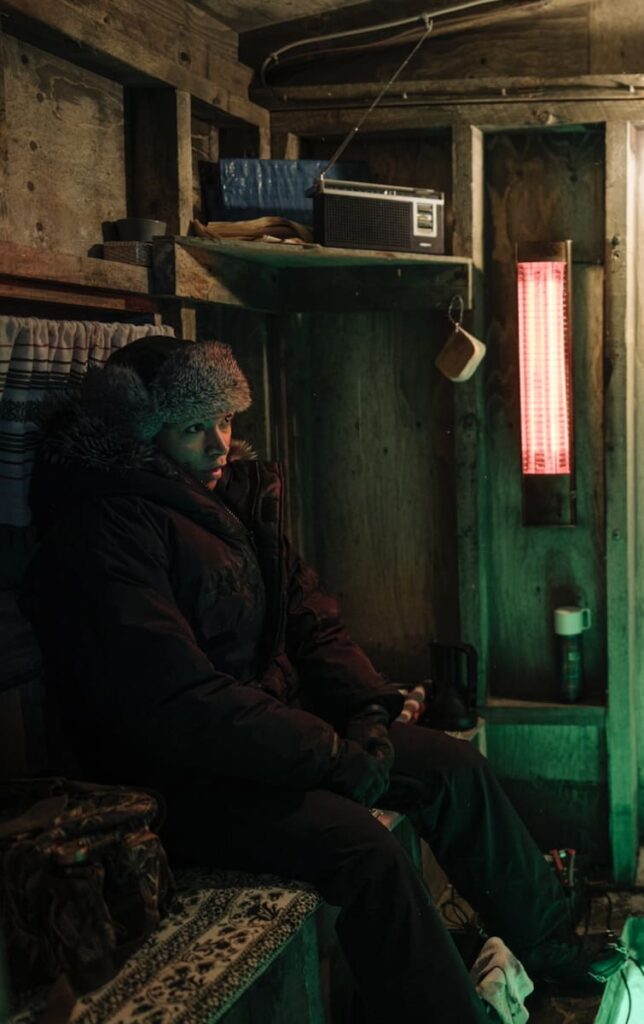 Navarro In an Ice Fishing Shelter - True Detective Season 4 Episode 3