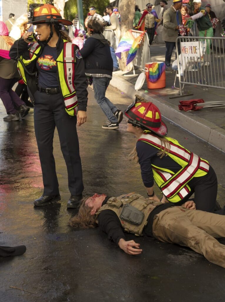 Saving a Protestor - tall - Station 19 Season 7 Episode 3