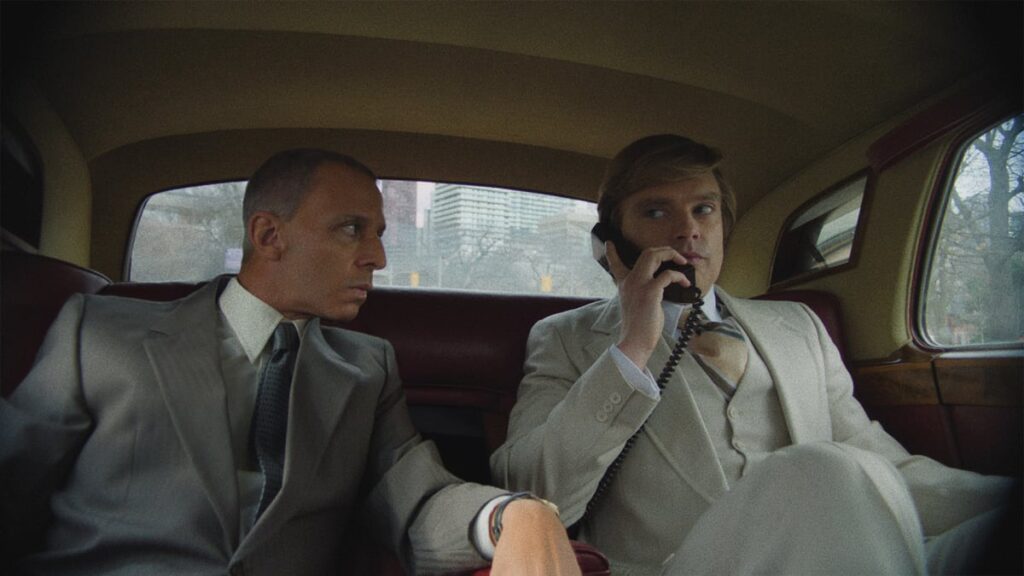 Jeremy Strong as Roy Cohn and Sebastian Stan as Donald Trump