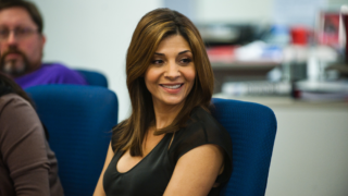 Callie Thorne on Set