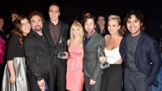 Actress Mayim Bialik, actor Johny Galecki, actor Jim Parsons, actress Melissa Rauch, actor Simon Helberg, actress Kaley Cuoco-Sweeting and actor Kunal Nayyar