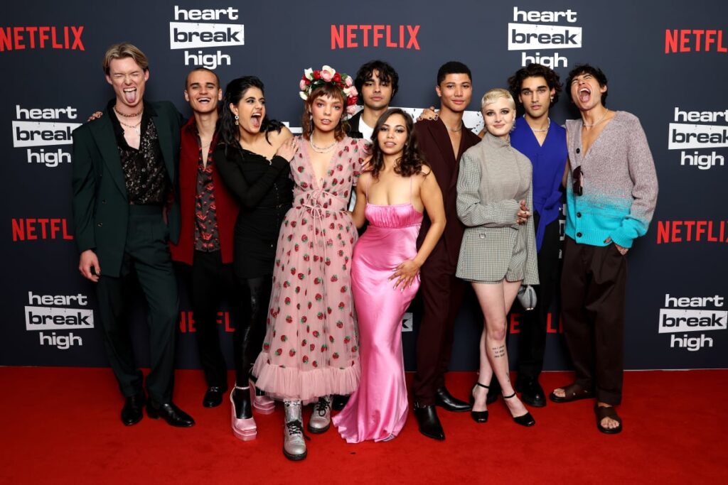 The cast of Heartbreak High attend the Heartbreak High Netflix premiere party at Paddington Town Hall