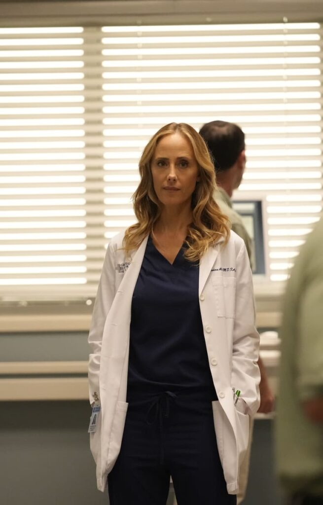 Teddy Delivers News -tall - Station 19 Season 6 Episode 7