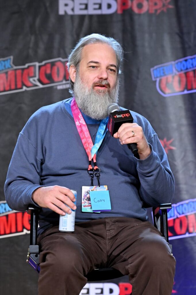 Dan Harmon speaks onstage at Dan Harmon Presents KRAPOPOLIS