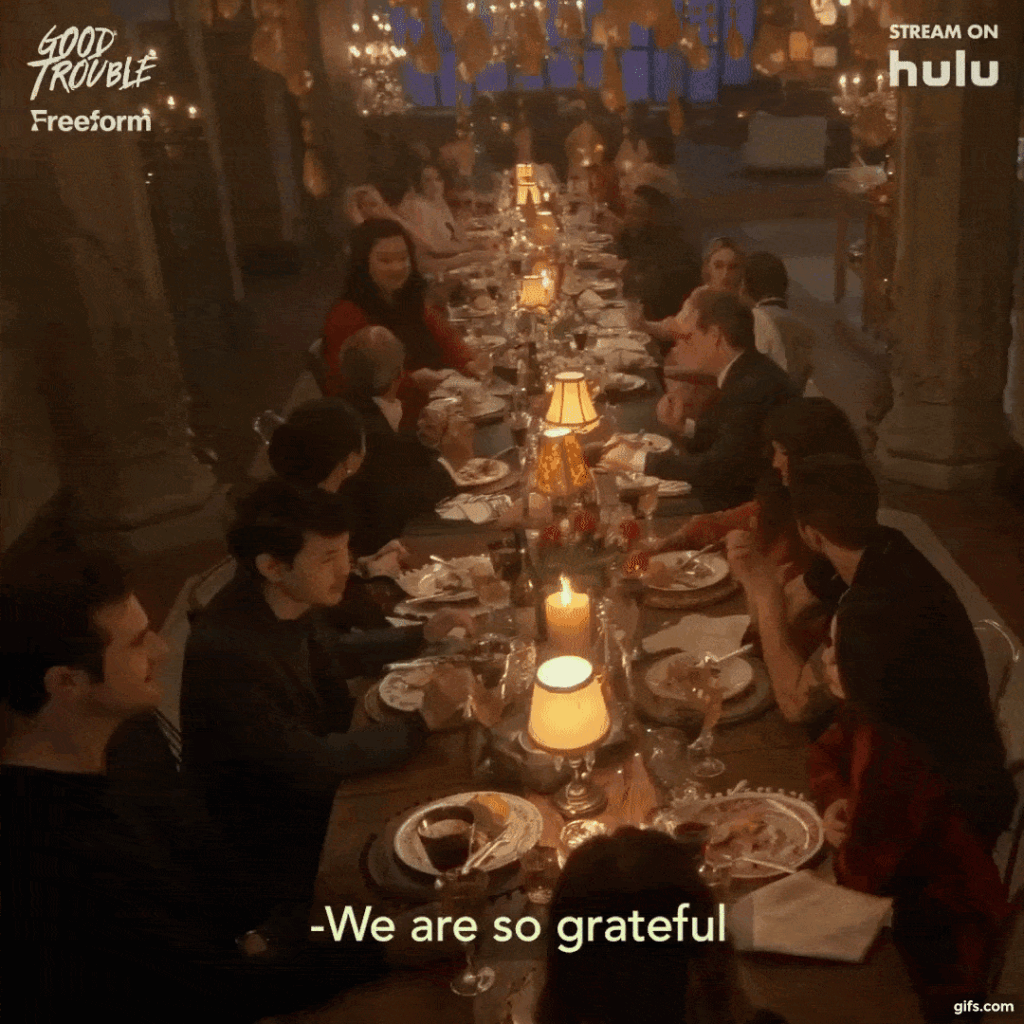 Toasting at Thanksgiving (GIf) - Good Trouble Season 5 Episode 7
