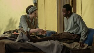 Claire Helps and Injured Soldier - Outlander