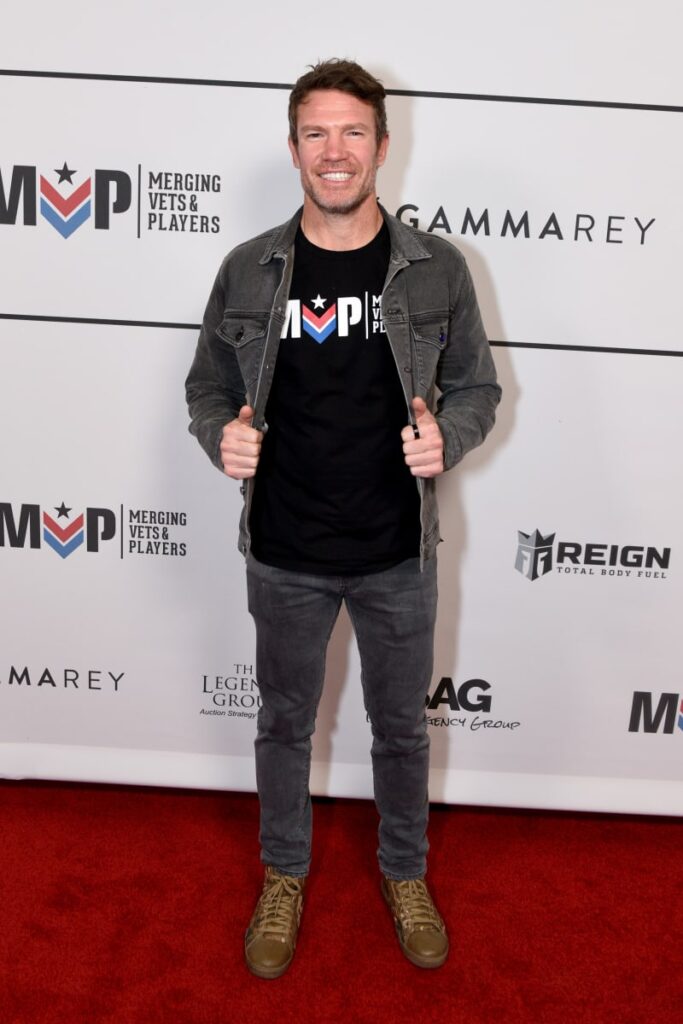 Nate Boyer attends Big Game Kick-Off Event, hosted by Jay Glazer, Merging Vets And Players, at Academy LA