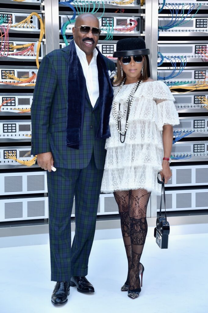 Steve Harvey and Marjorie Bridges-Woods attend the Chanel show as part of the Paris Fashion Week Womenswear Spring/Summer 2017