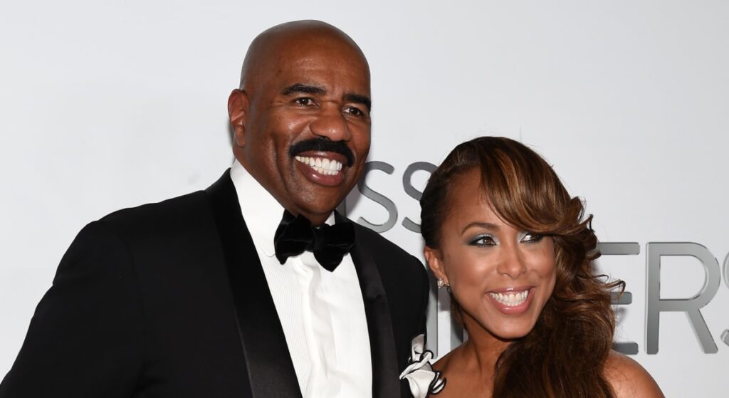 Television personality and host Steve Harvey (L) and his wife Marjorie Harvey