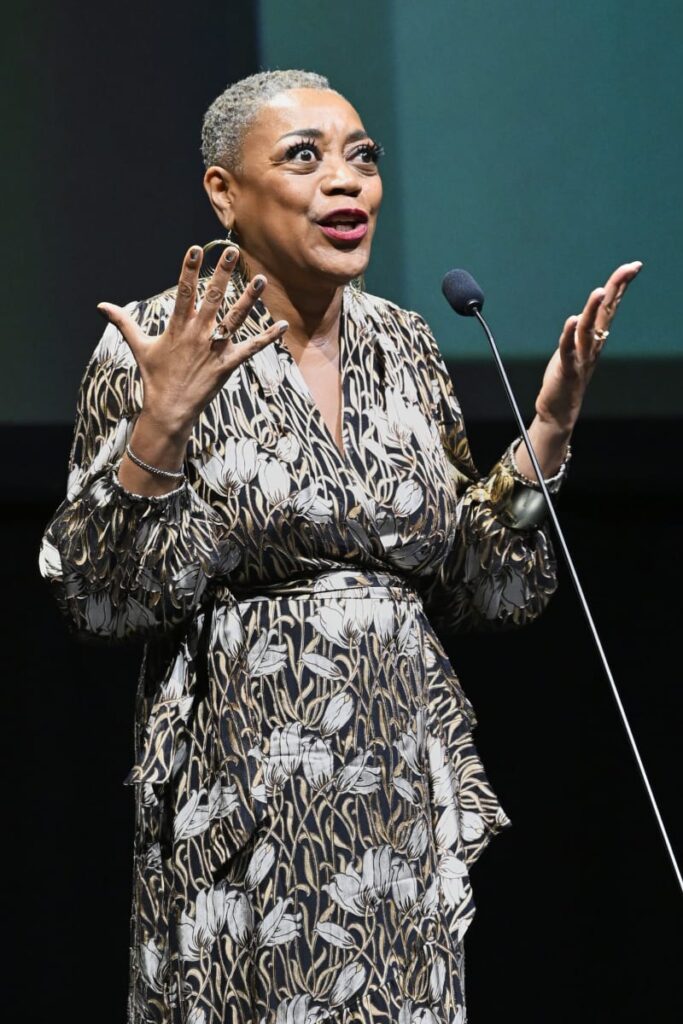Presenter Karen Robinson at the Comedic & Dramatic Arts Awards during the 2023 Canadian Screen Awards