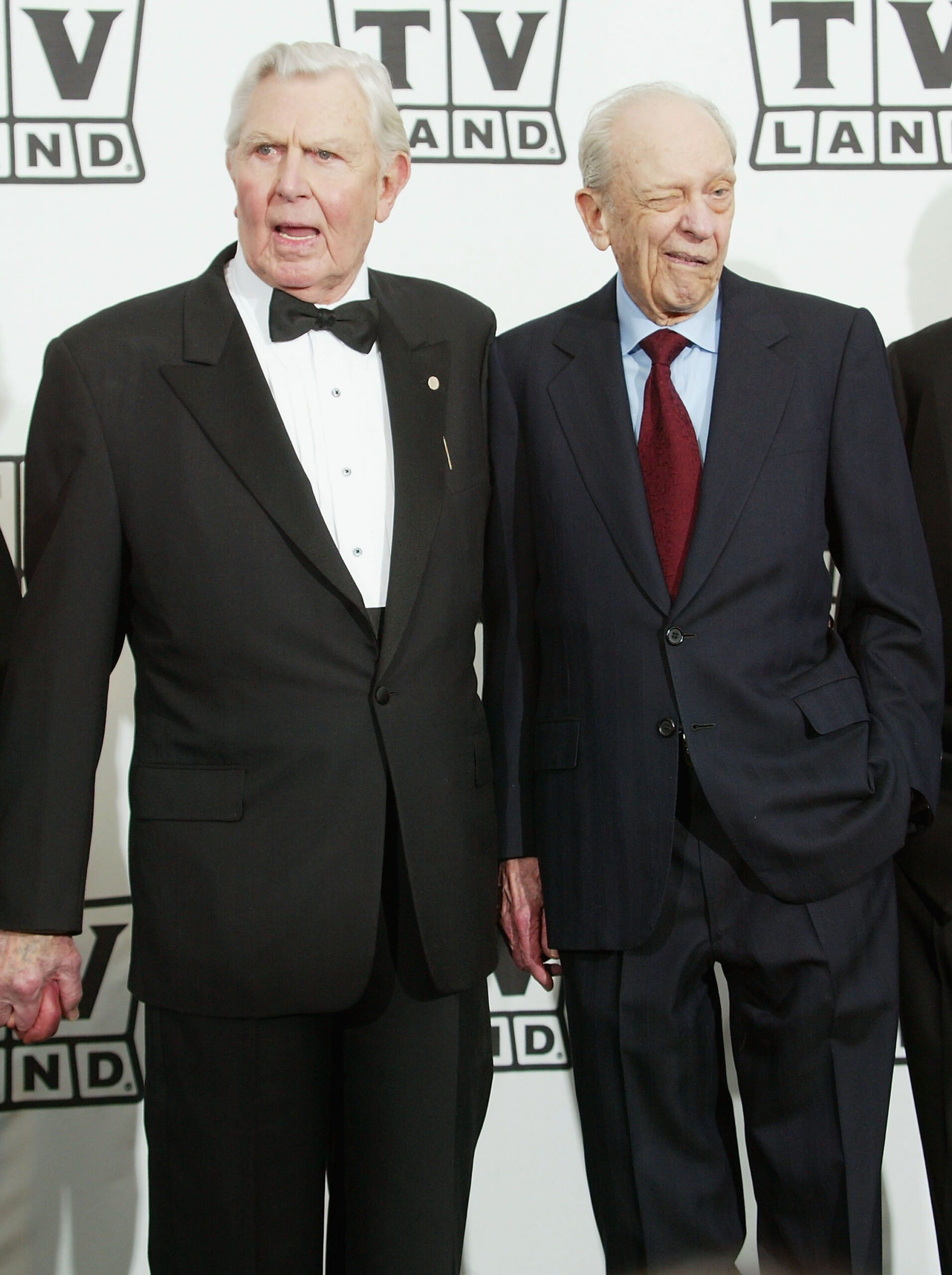 Andy Griffith with actor Don Knotts at the 2nd Annual TV Land Awards held at The Hollywood Palladium on March 7, 2004 in Hollywood, California Actor Don Knotts poses for a photo backstage.