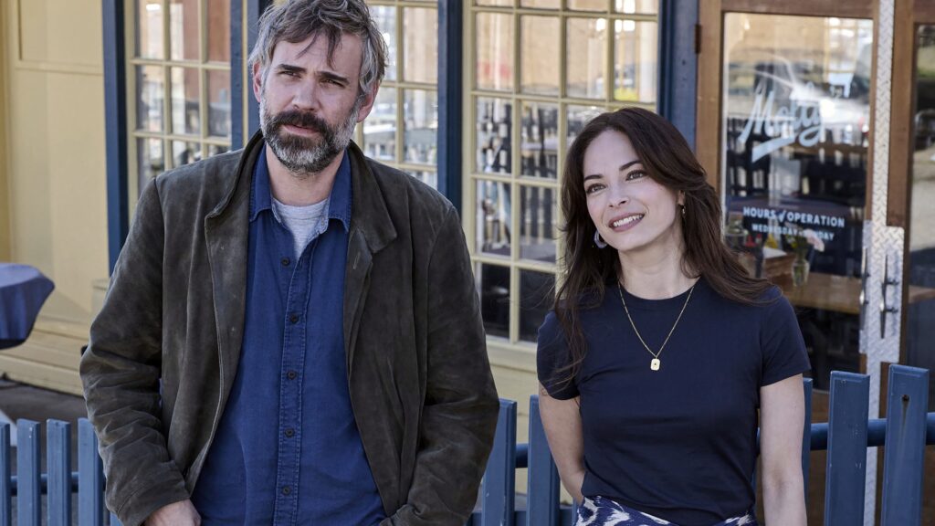 Rossif Sutherland and Kristin Kruek in Murder in a Small Town Season 1 Episode 1