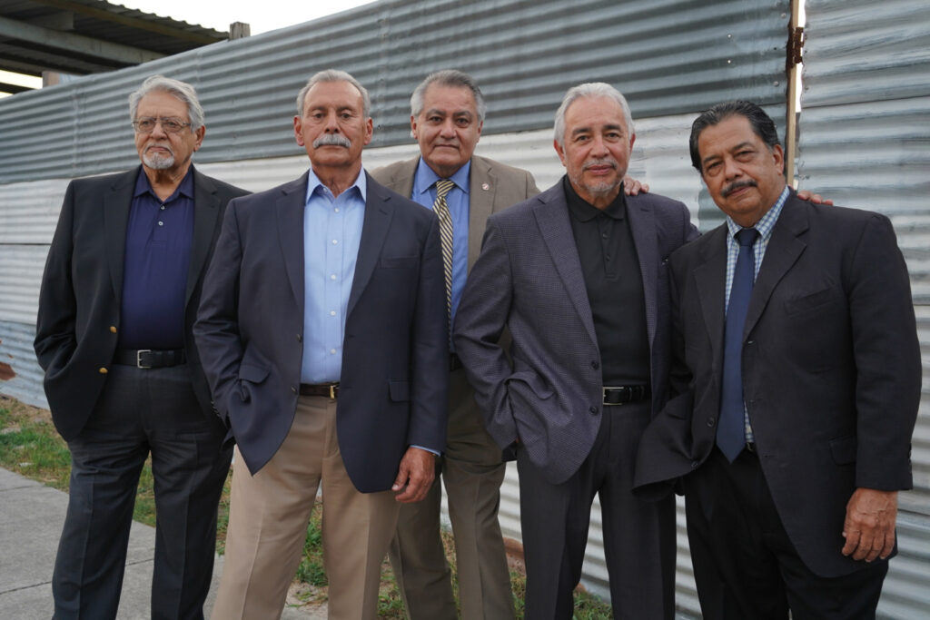 First look at the Houston Pioneers Chicanos: Jim Montero UP Hernandez Jose Cervera Raymond Gonzalez and Cecil in the documentary Mosqueda.