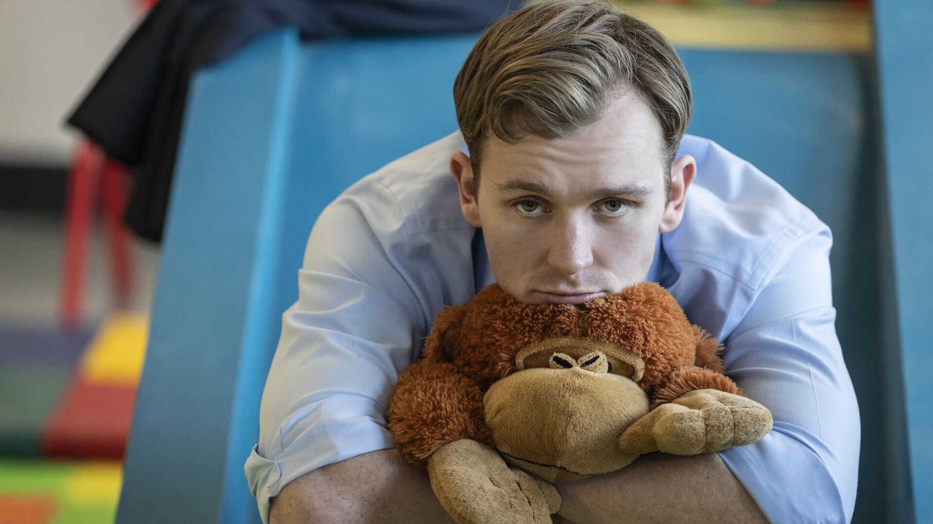 Robert pouts with a stuffy on Industry Season 3 Episode 2 Smoke and Mirrors.