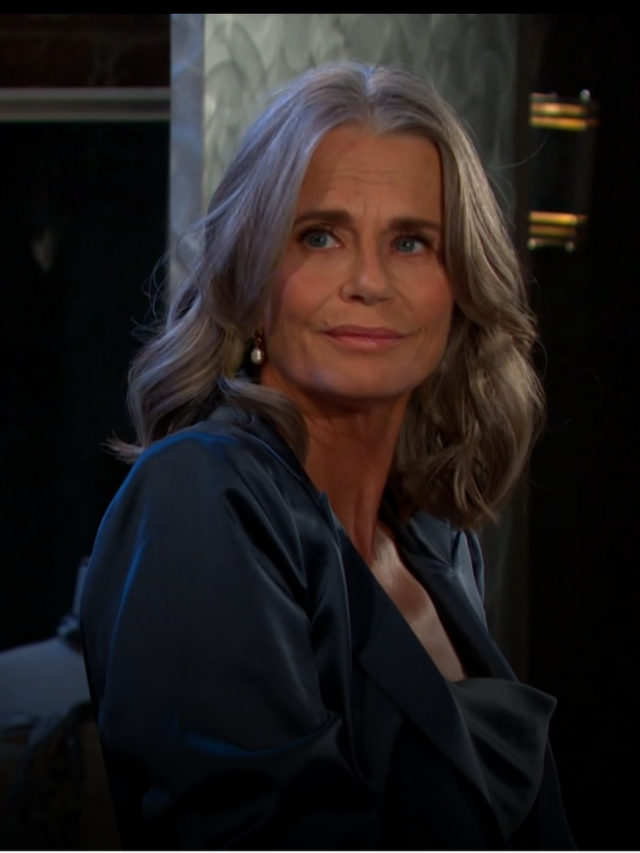 Fiona sitting with a cocky look on her face on Days of Our Lives