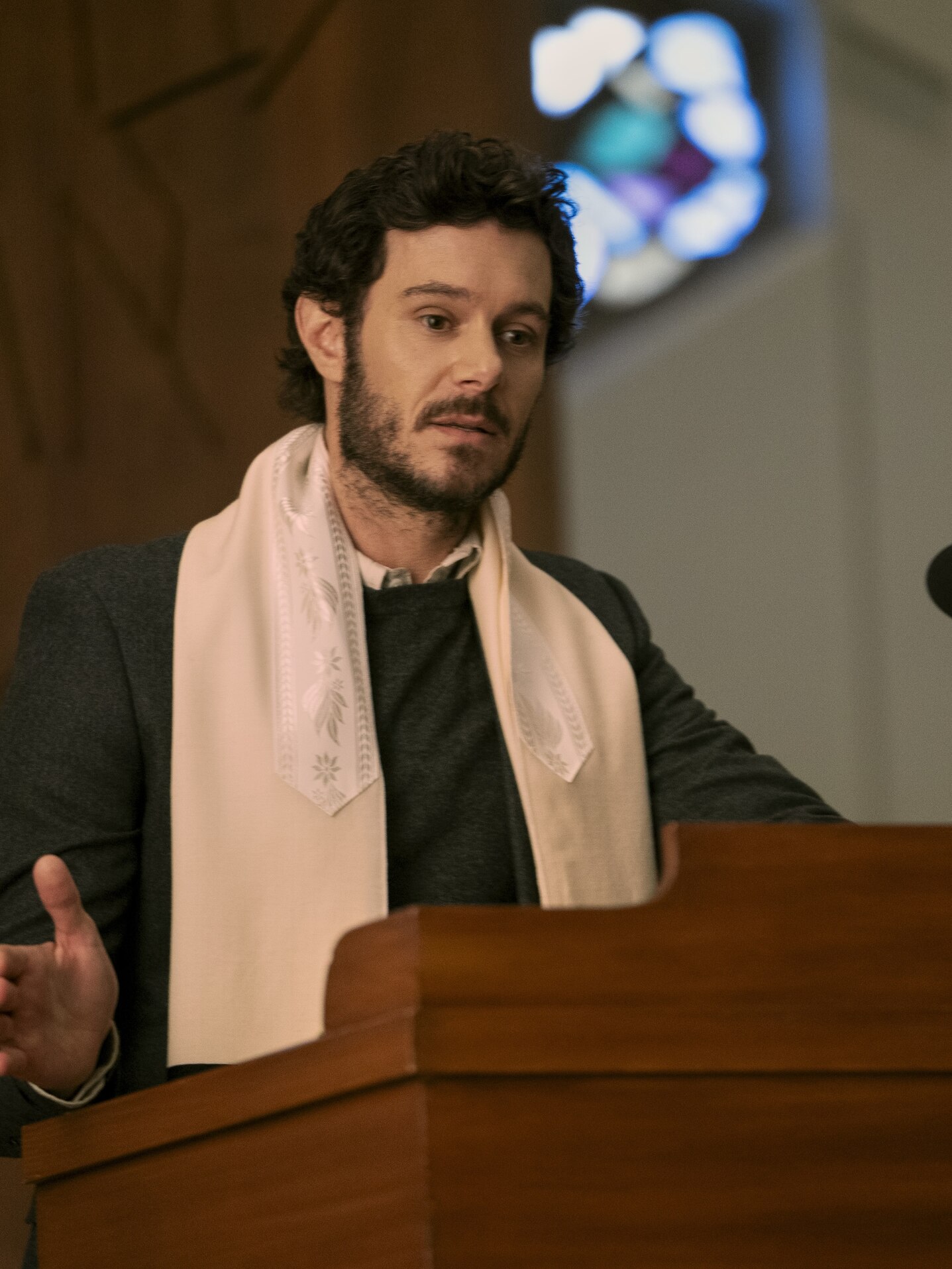 Adam Brody plays Noah, a Rabbi that engages in an interfaith romance with agnostic, Joanne. 