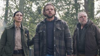 Morena Baccarin as Sheriff Mickey Fox, Max Thieriot as Bode Leone, and W. Earl Brown as Wes Fox