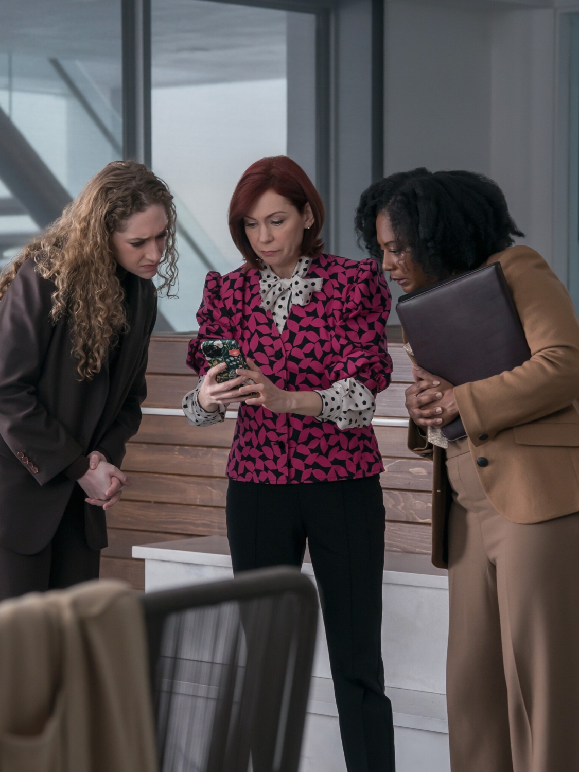 Micaela Diamond as Det. Samantha Edwards, Carrie Preston as Elsbeth Tascioni, and April Matthis as Misty Ritt