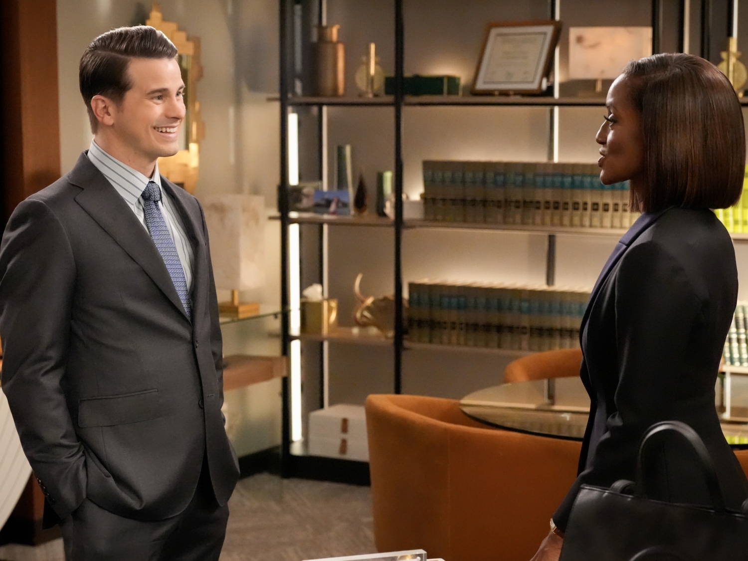 Jason Ritter as âJulian Markstonâ and Skye P. Marshall as âOlympia Lawrenceâ