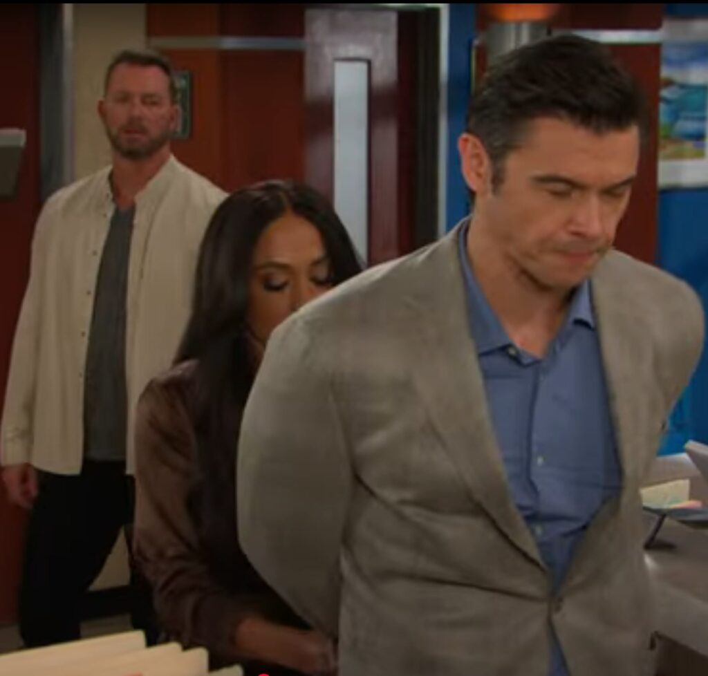 Jada arrests Xander for assaulting Philip while Brady watches on Days of Our Lives during the week of 5-26-25