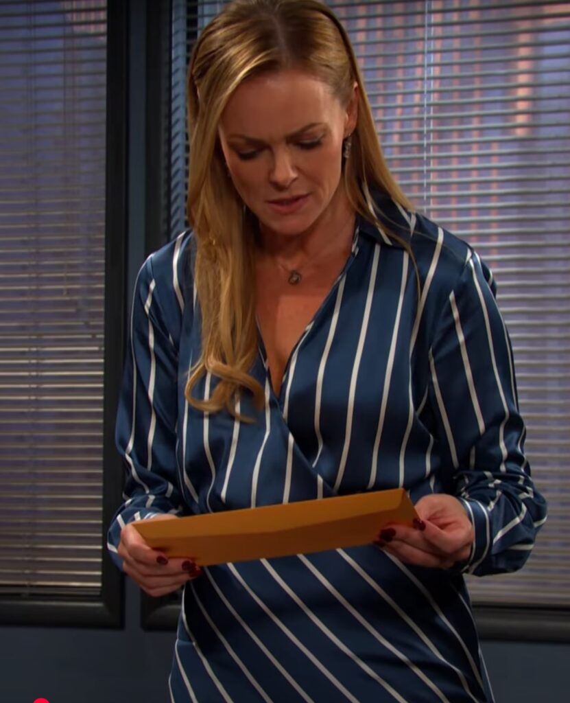 Belle gets an unmarked envelope on Days of Our Lives during the week of 6-30-25