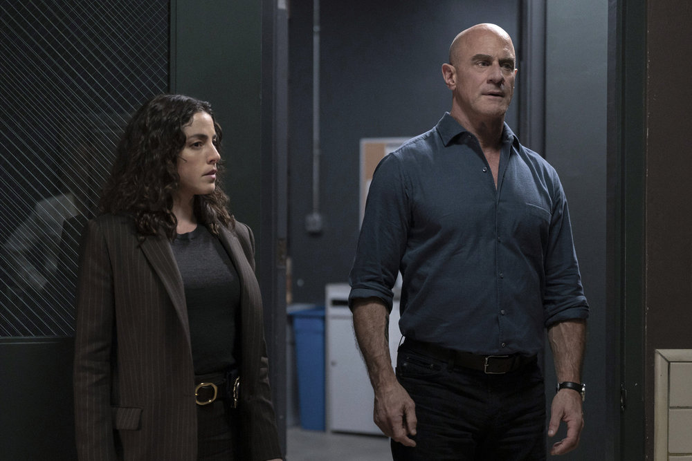 Stabler and Tanner standing together but apart on Law & Order: Organized Crime Season 5 Episode 10