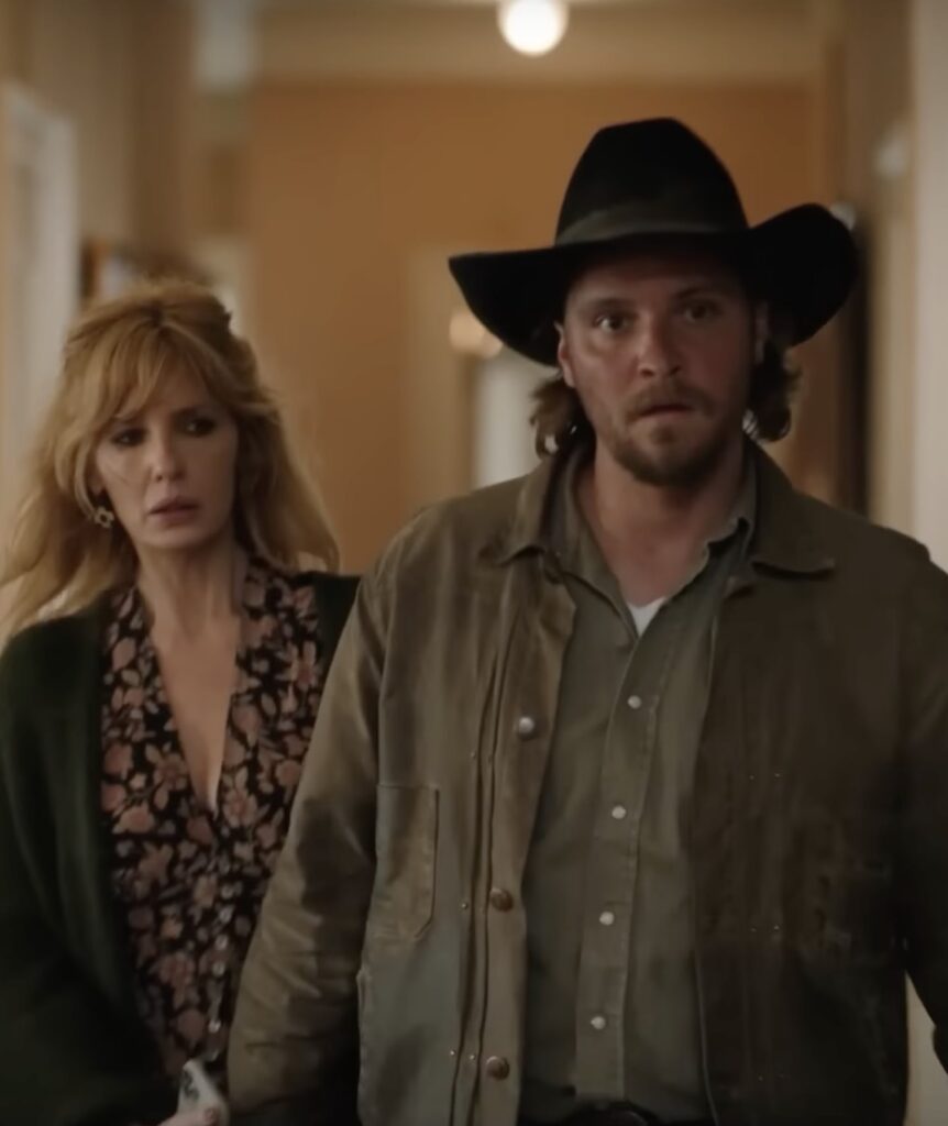 Kelly Reilly and Luke Grimes on Yellowstone.