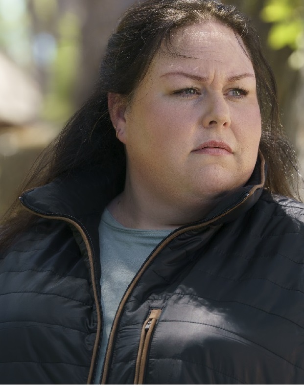 Chrissy Metz as Nurse Nichole Jolly in Lifetime's Faith in the Flames: The Nichole Jolly Story about Paradise Fire.