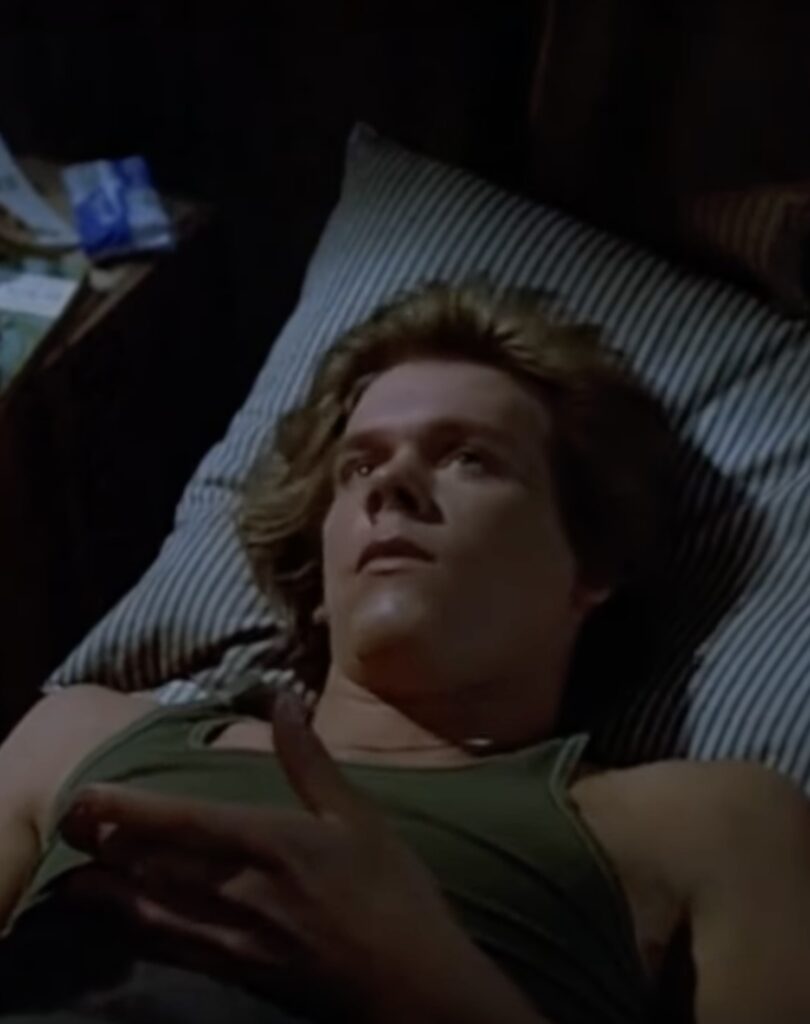 Kevin Bacon just before his character was killed in Friday the 13th