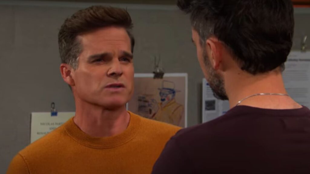 Leo gives Chad a skeptical look on Days of Our Lives during the week of 8-25-25
