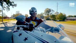 Peacemaker on his motorcycle