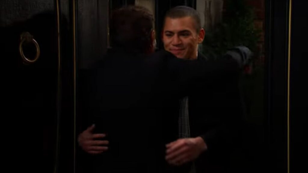 Tony gives Theo a hug on Days of Our Lives during the week of 9-08-25