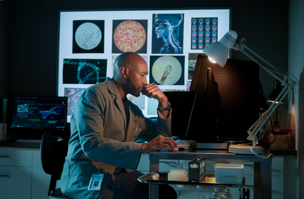 Watson checks test results on Watson Season 2 Episode 3