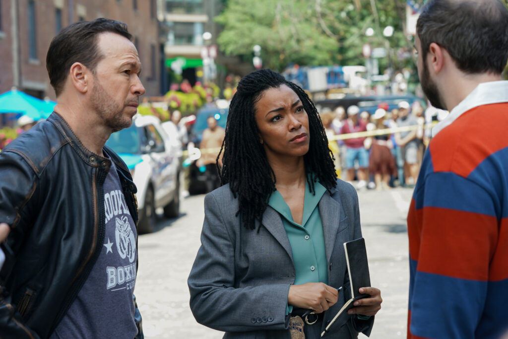 Danny and Lena question a suspect in a high stakes investigation on Boston Blue Season 1 Episode 2