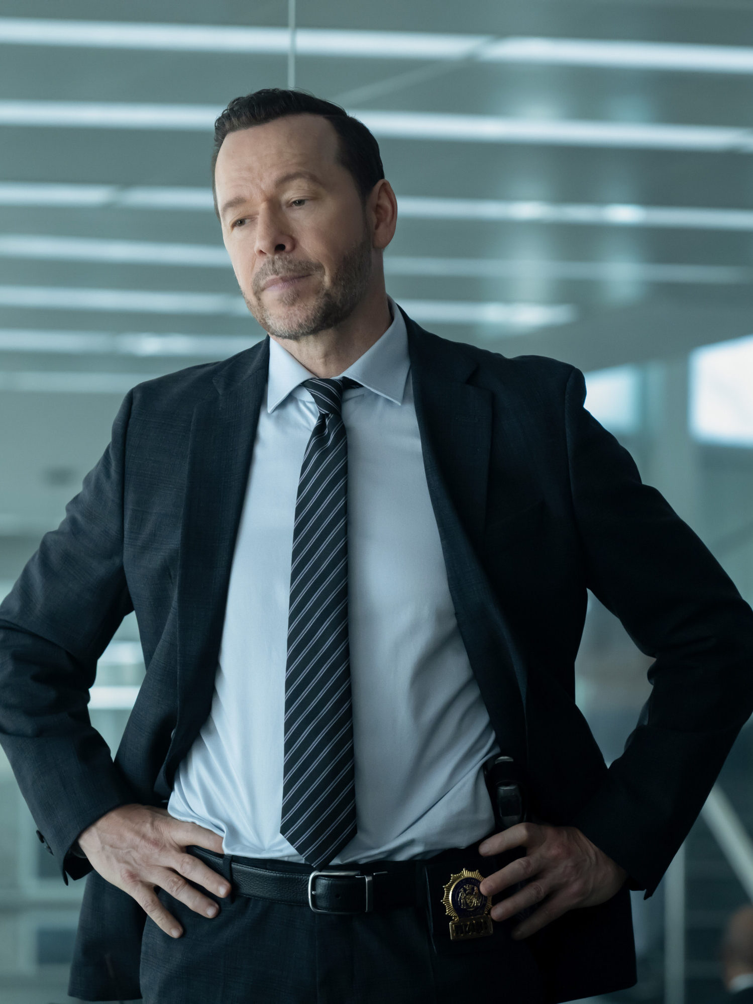 Danny and Lena looking annoyed in the office on Boston Blue Season 1 Episode 3