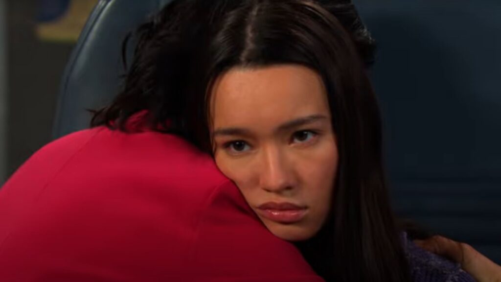 Amy hugs Sophia on Days of Our Lives during the week of 10-20-25