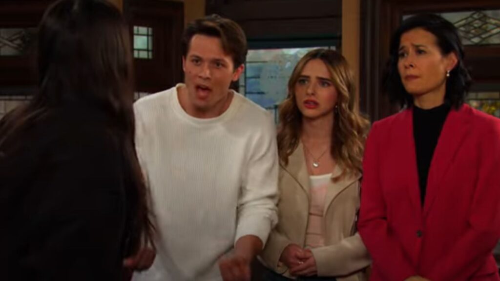 Tate yells at Sophia in front of Holly and Amy on Days of Our LIves during the week of 10-20-25