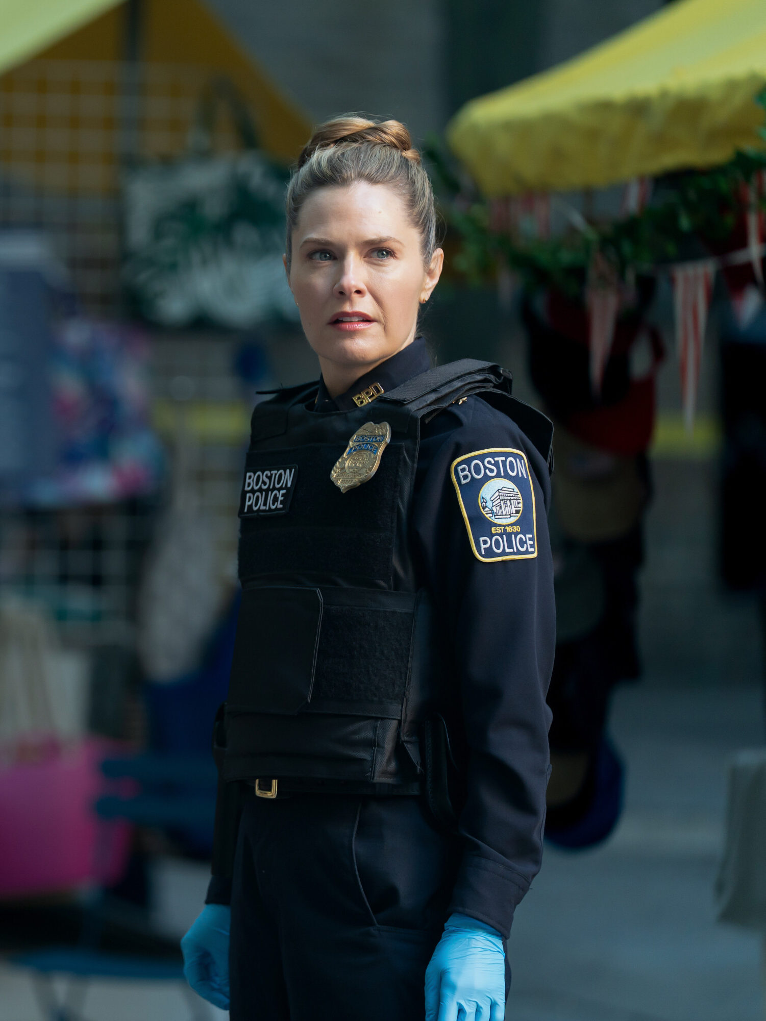 Sarah arrives at the scene of a crime on Boston Blue Season 1 Episode 5