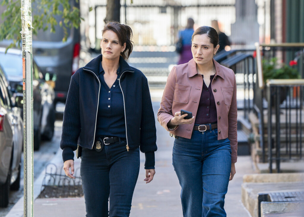 Eva and Maggie walking down the street on FBI Season 8 Episode 5