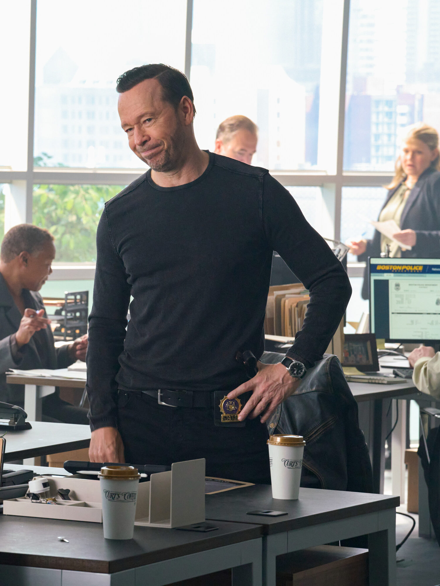 Danny smirks at Lena on Boston Blue Season 1 Episode 6