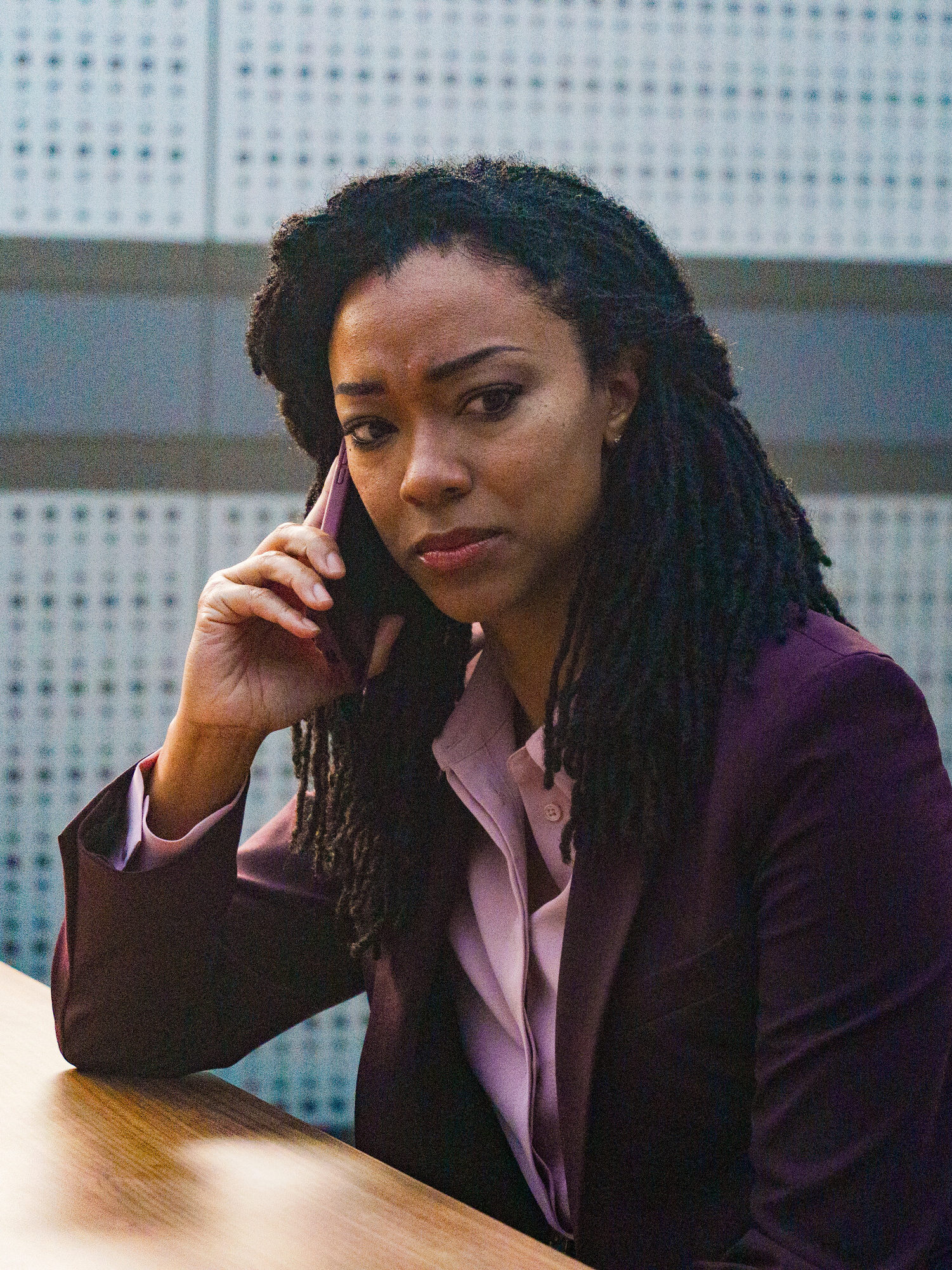 Lena takes a call and is upset on Boston Blue Season 1 Episode 6