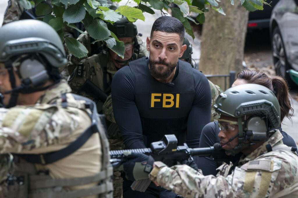 OA in the middle of a bunch of military on FBI Season 8 Episode 6