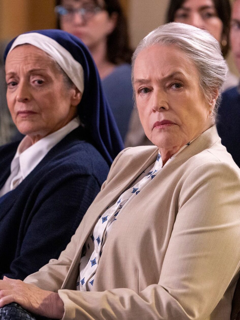 Maddie sitting next to some nuns in court and looking upset on Matlock Season 2 Episode 6