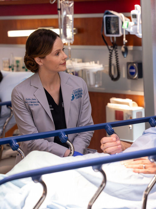 Lenox checks in with a patient on Chicago Med Season 11 Episode 6