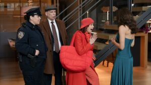 Elsbeth excitedly approaches a supermodel on Elsbeth Season 3 Episode 9